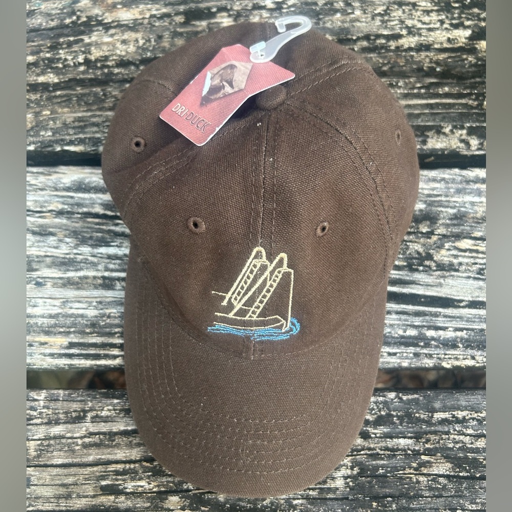 NWT Dri-Duck Adjustable Brown Cotton Embroidered Hat Cap